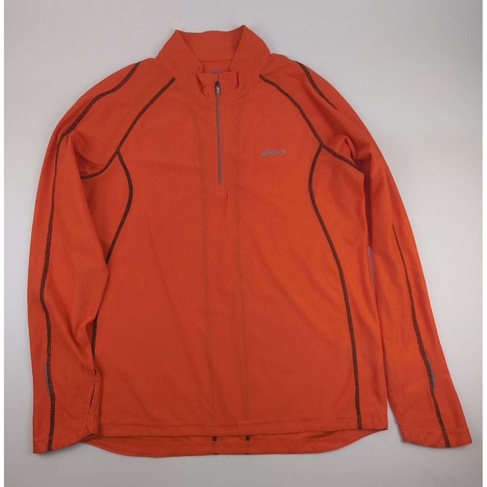 ASICS Mens M Quarter Zip Running Pullover Long Sleeve Reflective Thumbholes